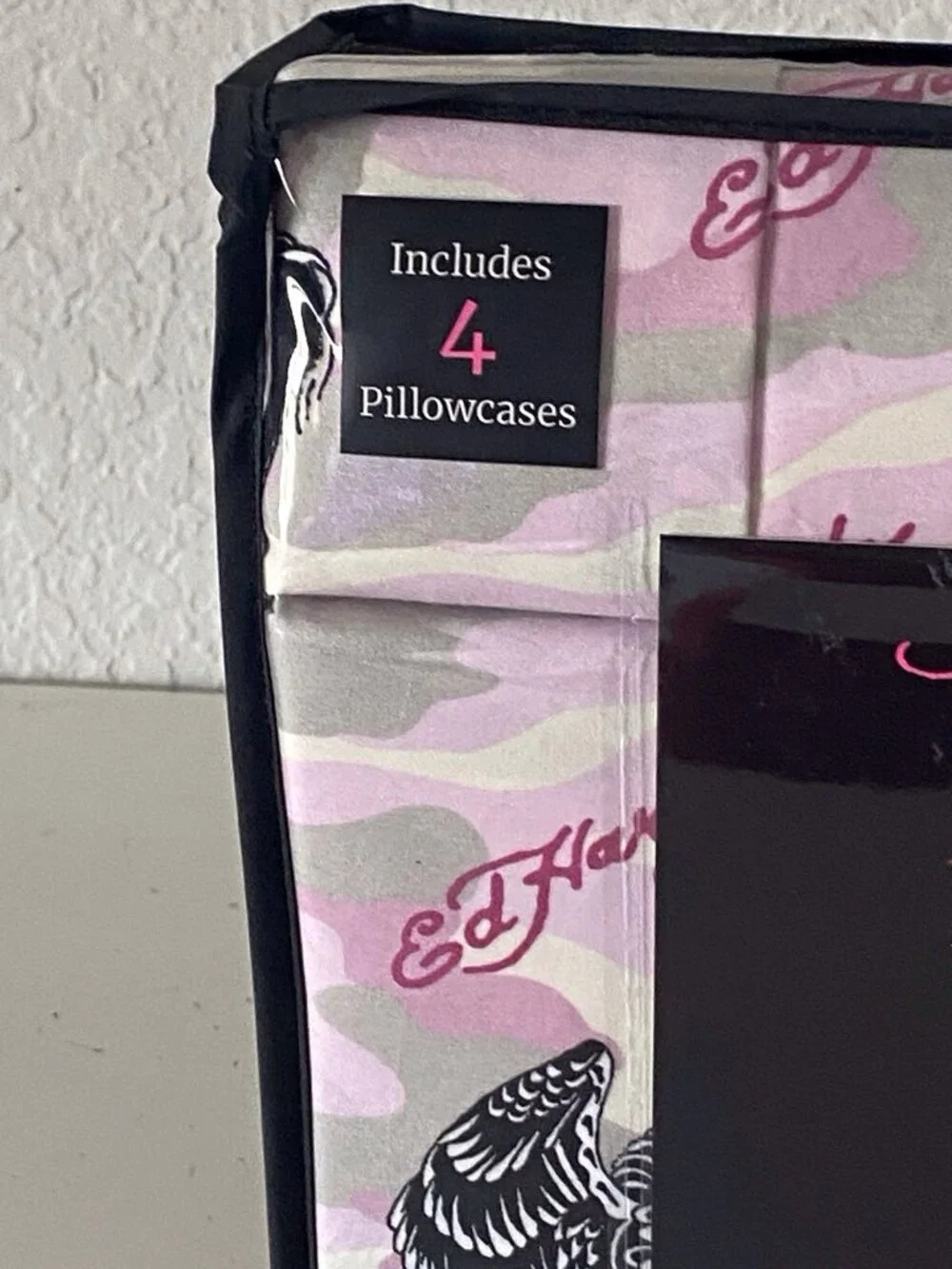 6 Piece Ed Hardy QUEEN Size Sheet Set Pink Grey Camo Eagle Tiger Logo NEW‎